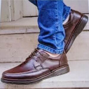 EARTH SPIRITS GENUINE LEATHER MEN'S LACE UP CLOSURE SLIP ON ROUND TOE SHOE